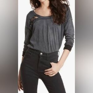 NWT Free People, We The Free, First Love Lace-Up Tee, L